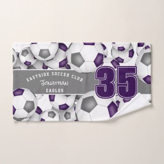 purple gray soccer team colors hand towel