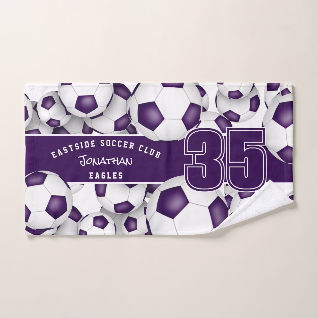 purple soccer team colors hand towel