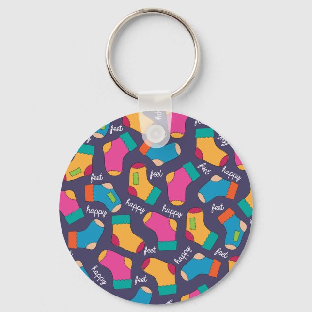 Lots Of Socks Happy Feet Keychain (Front)