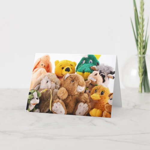 LOTS OF STUFFED ANIMALS SAY HAPPY BIRTHDAY