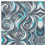 Lots of Swirls Turquoise Paint Pour Design Fabric