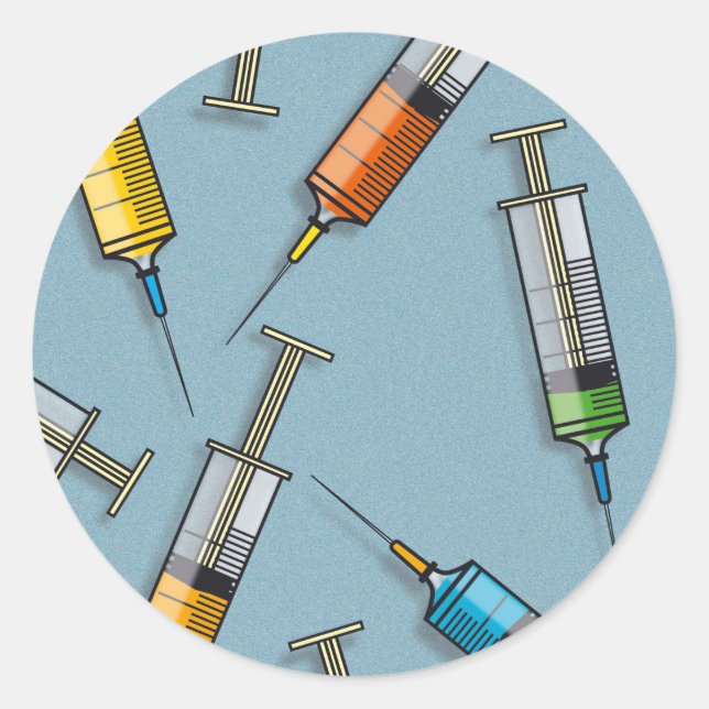 Lots of Syringes Classic Round Sticker (Front)
