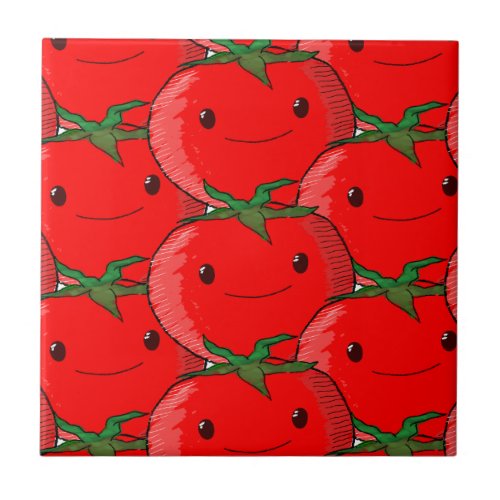 Lots of Tomato Cute Pattern Drawing Ceramic Tile