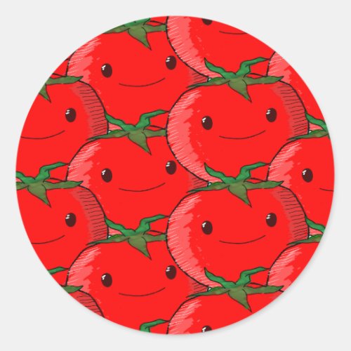 Lots of Tomato Cute Pattern Drawing Classic Round Sticker