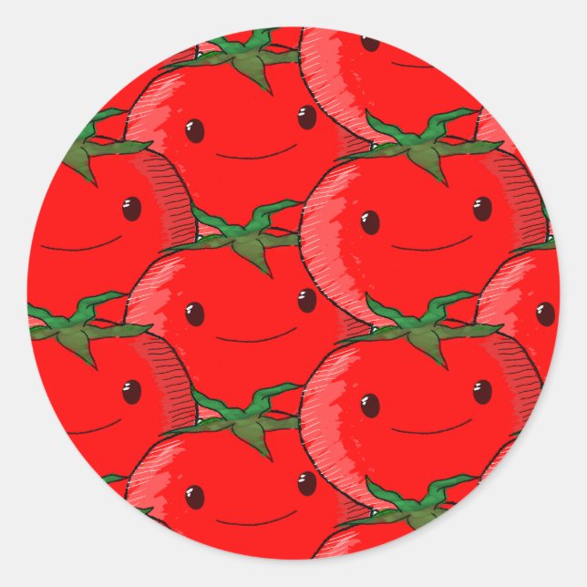 Lots of Tomato Cute Pattern Drawing Classic Round Sticker (Front)