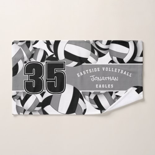 black gray team colors volleyballs pattern towel