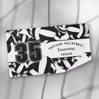 Lots of volleyballs athletic team gifts black white hand towel