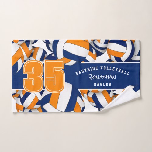 blue orange volleyball team colors ahand towel