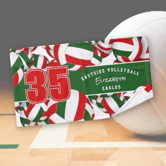 Lots of volleyballs team colors gifts red green hand towel