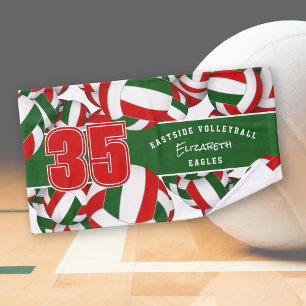 Lots of volleyballs player jersey number red green hand towel 