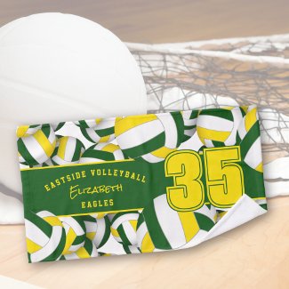 Lots of volleyballs sports team gifts green gold hand towel