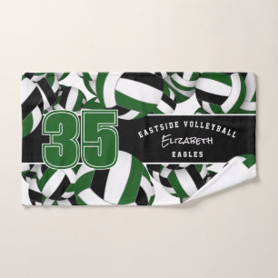 Lots of volleyballs sports team gifts green black hand towel