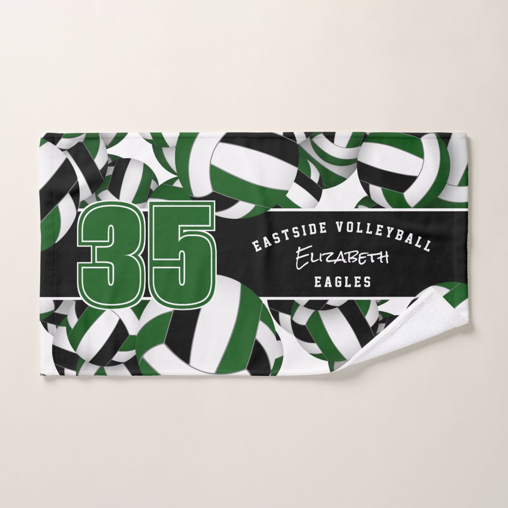 Lots of volleyballs sports team gifts green black hand towel