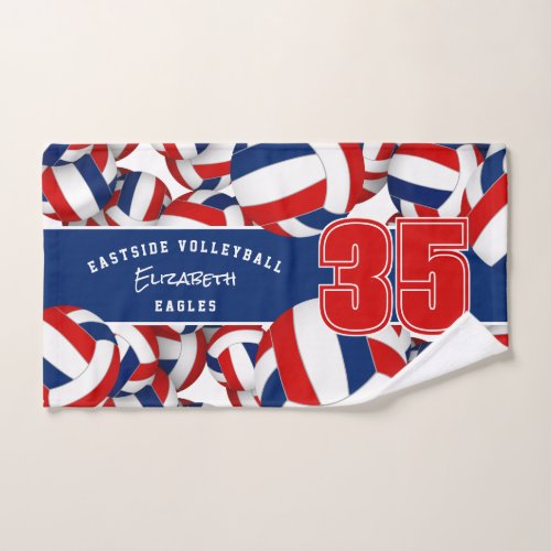 red white blue team colors volleyball hand towel