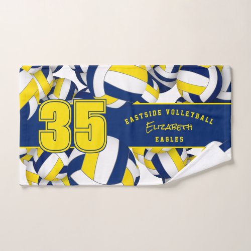 blue gold girls boys volleyball team colors personalized hand towel