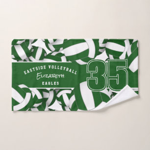 Lots of volleyballs team spirit gifts green white hand towel