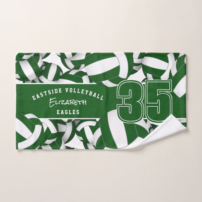 Lots of volleyballs team spirit gifts green white hand towel  (Hand Towel)
