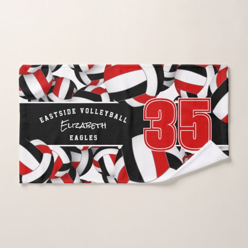 red black volleyball team colors girls boys name hand towel