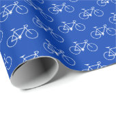 Lots of White Bicycle Shapes on Blue Wrapping Paper | Zazzle