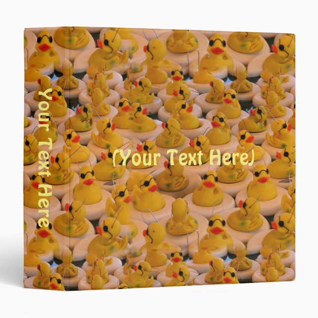 Lots Of Yellow Rubber Ducks Personalized 3 Ring Binder (Front/Spine)