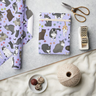 Lotsa Cats purple roll of Wrapping Paper