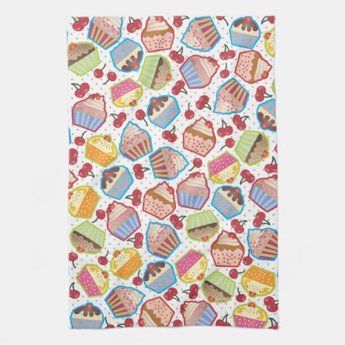 Lotsa Cupcakes n Cherries Kitchen Towel