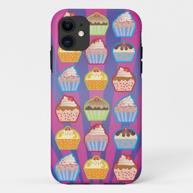 Lotsa Cupcakes Purply Blue Stripes iPhone 5 Case (Back)