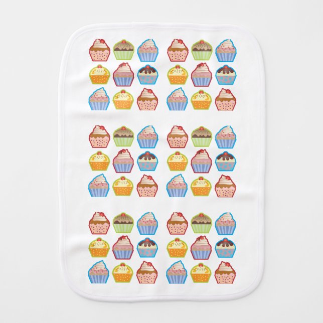 Lotsa Cute Cupcakes Children Burp Cloth (Front)