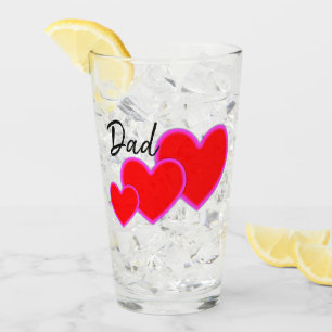 Lotsa Love Red Pink Love Hearts Dad Custom Name Glass