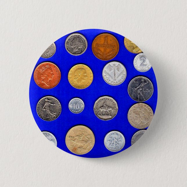 lotsa old foreign coins button (Front)