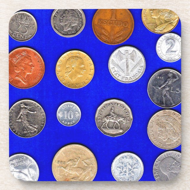 lotsa old foreign coins coaster (Front)