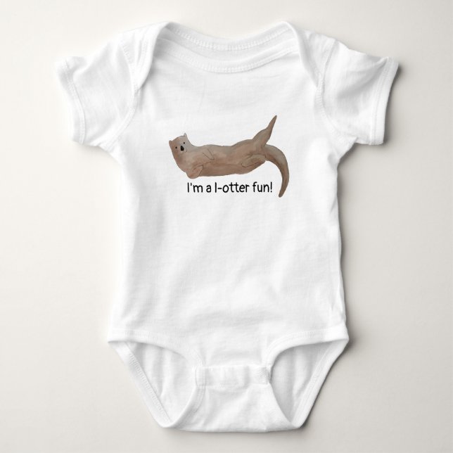Lotta Fun Cute Pun Otter Baby Bodysuit (Front)