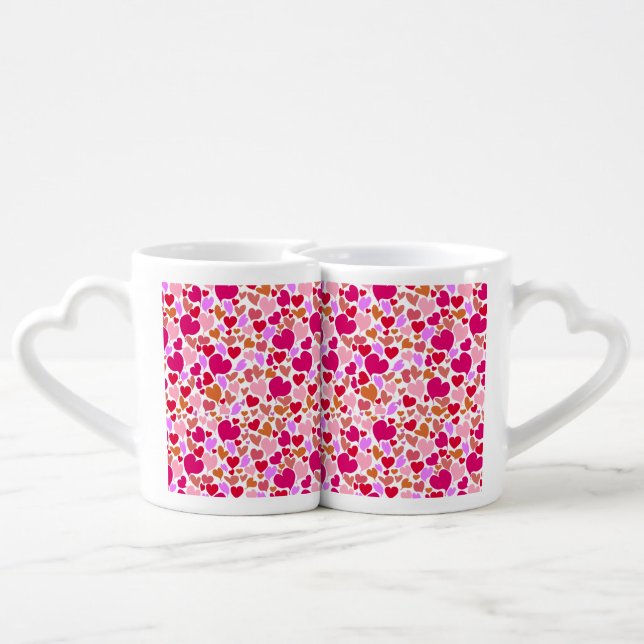 Lotta Love Hearts Pattern Coffee Mug Set (Back Nesting)