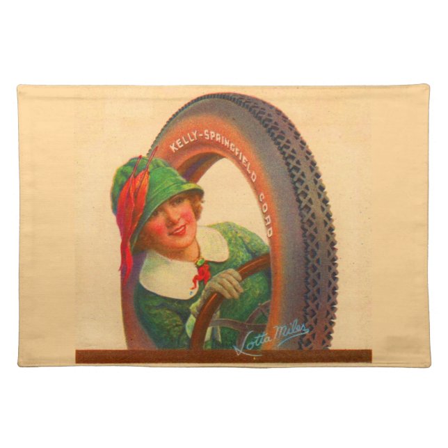 Lotta Miles no. 1- 1920s Kelly-Springfields tire m Cloth Placemat (Front)