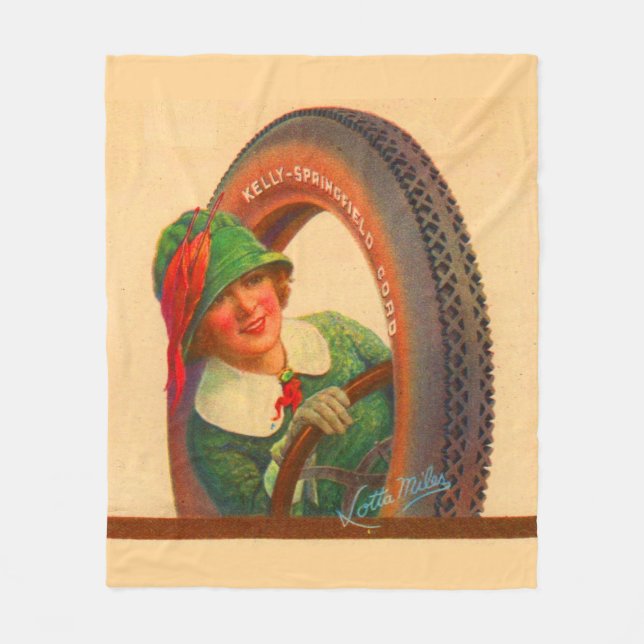 Lotta Miles no. 1- 1920s Kelly-Springfields tire m Fleece Blanket (Front)