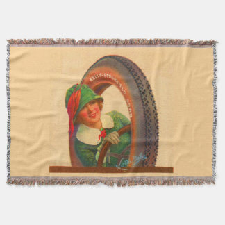 Lotta Miles no. 1- 1920s Kelly-Springfields tire m Throw Blanket