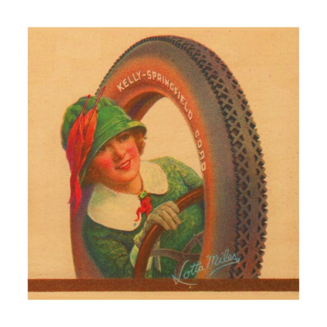 Lotta Miles no. 1- 1920s Kelly-Springfields tire m Wood Wall Art (Front)