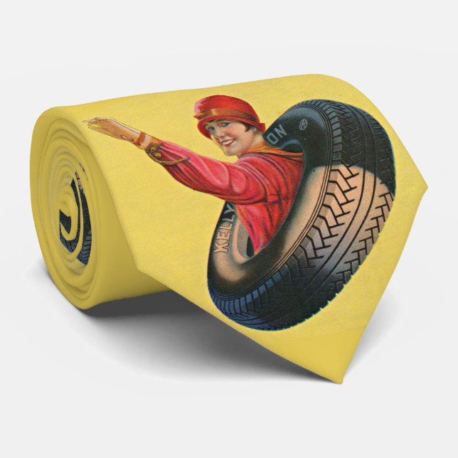 Lotta Miles waving for Kelly-Springfleld tires Neck Tie (Rolled)