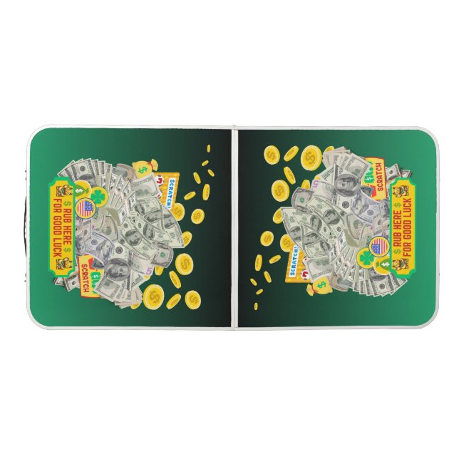 Lottery Scratch Tickets "Rub Here For Good Luck"  Beer Pong Table (Top)