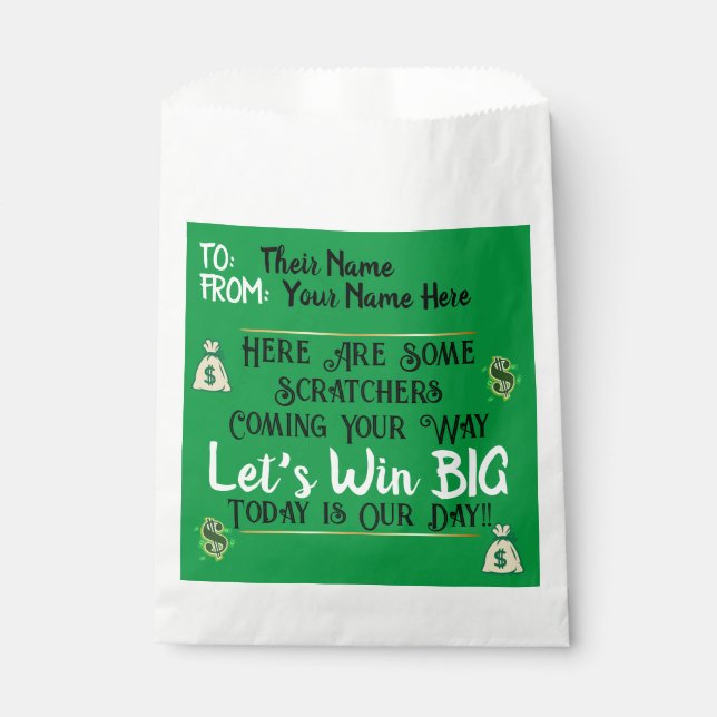 Lottery Scratchers Happy Mail Favor Bag (Front)