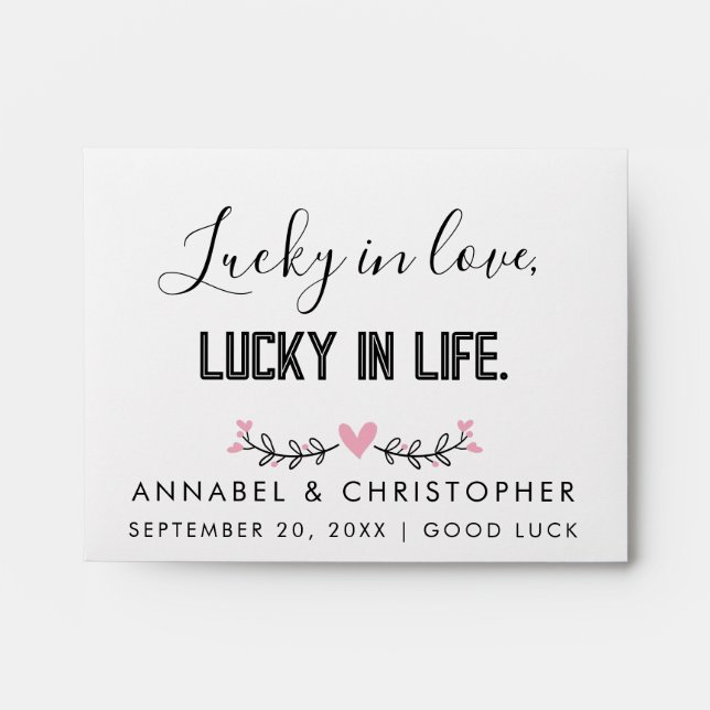 Lottery Ticket Minimalist Wedding lucky  favor Envelope (Front)