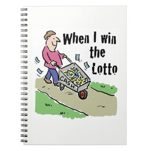 Lottery Winning Design Man with Barrow of Cash Notebook