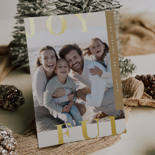 LOTTIE Gold Foil Joyful Family Photo Christmas Holiday Card