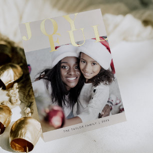 LOTTIE Gold Foil Photo Simple Joyful Christmas Foil Holiday Card