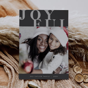 LOTTIE Gray Family Photo Simple Joyful Christmas Holiday Card