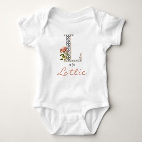 Lottie Name Reveal Floral Letter L Girl Whimsical Baby Bodysuit