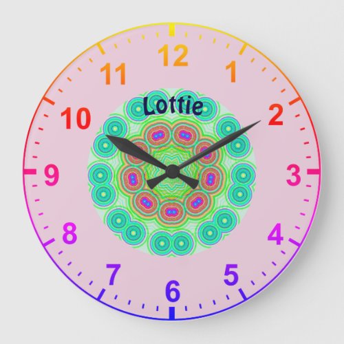 LOTTIE PersonalisedKaleidoscope Circles Fractal  Large Clock