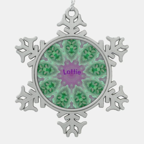 LOTTIE  Personalised Luminous Christmas Fractal  Snowflake Pewter Christmas Ornament