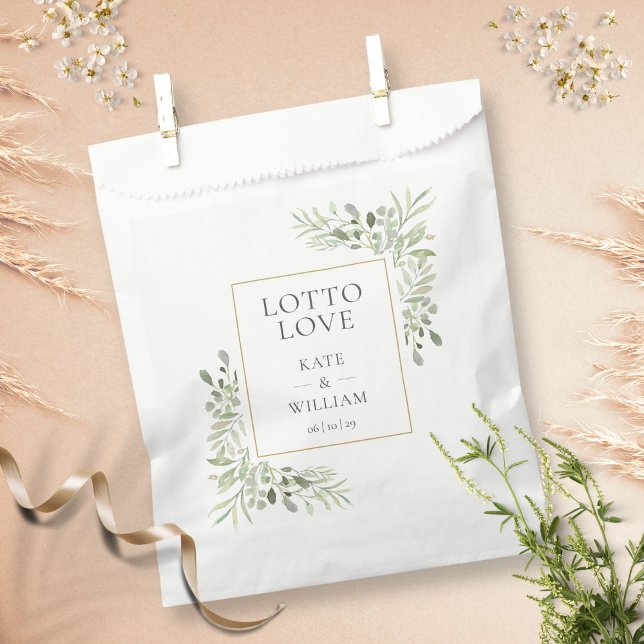 Lotto Love Lottery Ticket Greenery Wedding Favor Bag (Creator Uploaded)