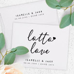 Lotto Love | Lottery Ticket Minimalist Wedding Envelope<br><div class="desc">Simple, stylish "lotto love" wedding day lottery ticket envelope in a modern minimalist design style with a handwritten script typography in classic black and white written in an informal casual style. The text can easily be personalized for a unique one of a kind design for your special day. The perfect...</div>